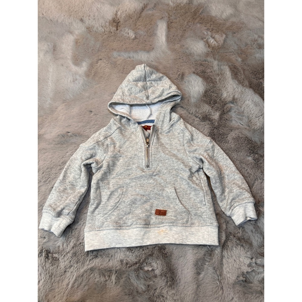 7 For All Mankind Hoodie Pullover‎ Sweatshirt Half Zip Gray Toddler 3T